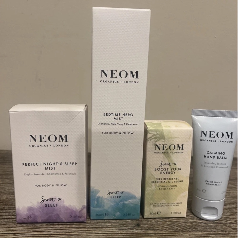 NEW In Box Bundle NEOM 4 Piece Set Mist, Oil, Lotion